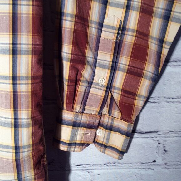 Red Camel Mens Shirt Size Lg Long Sleeve Button Up Brown Plaid Embroidered Logo - Picture 5 of 9